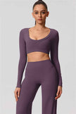 The Nestle Long Sleeve Crop Top Straight Leg Pants 2-Piece Set