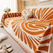Versatile Chenille Sofa Cover - Pet-Friendly, Orange Dog Couch Cover