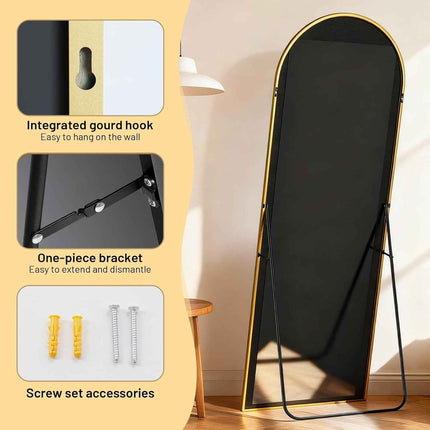 Architectural Full Length Floor Mirror 71x26 Goldtone