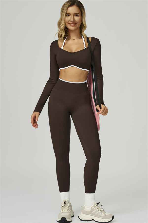 The Prime Line Long Sleeve Crop Top Leggings 2-Piece Set