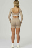 The Prime Line Long Sleeve Crop Top Shorts 2-Piece Set