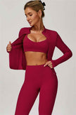 The Refresh Jacket Sports Bra Flared Leggings 3-Piece Set