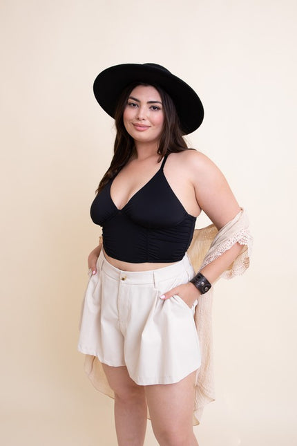 Plus Size Ruched Bralette Top - Pikemla