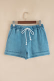 Beau Blue Contrast Drawstring Elastic Waist Denim Shorts - Pikemla