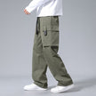 Large Loose Pockets Drawstring Boys Straight Cargo Pants