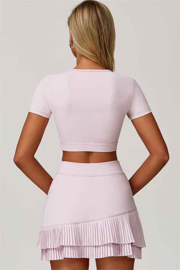The Lavish Cut-out Crop Top Tennis Skirt 2-Piece Set