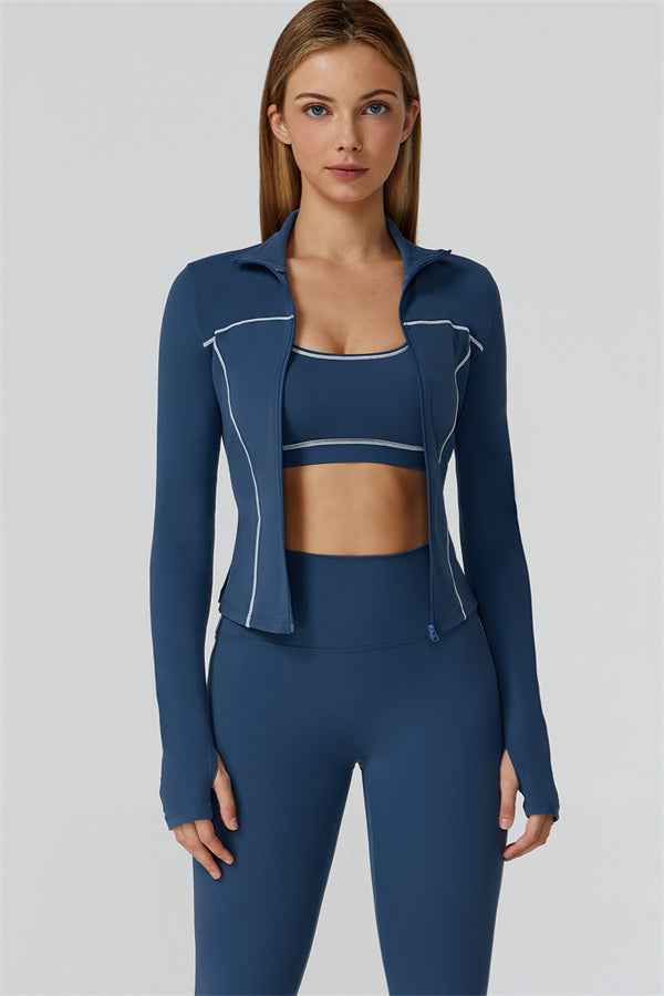 The Venus Zip Top Sports Bra Leggings 3-Piece Set