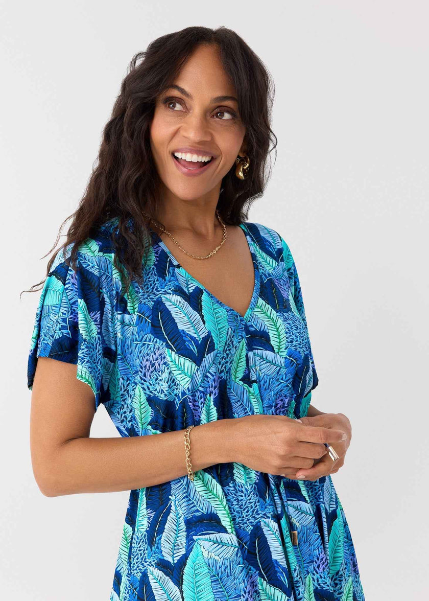 Blue Myers Tie Waist Midi Dress