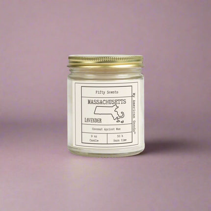 Massachusetts - Lavender Scented Candle - Coconut Apricot Wax