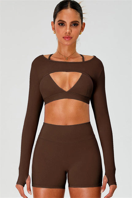 The Ember Sports Bra Crop Top Shorts 3-Piece Set