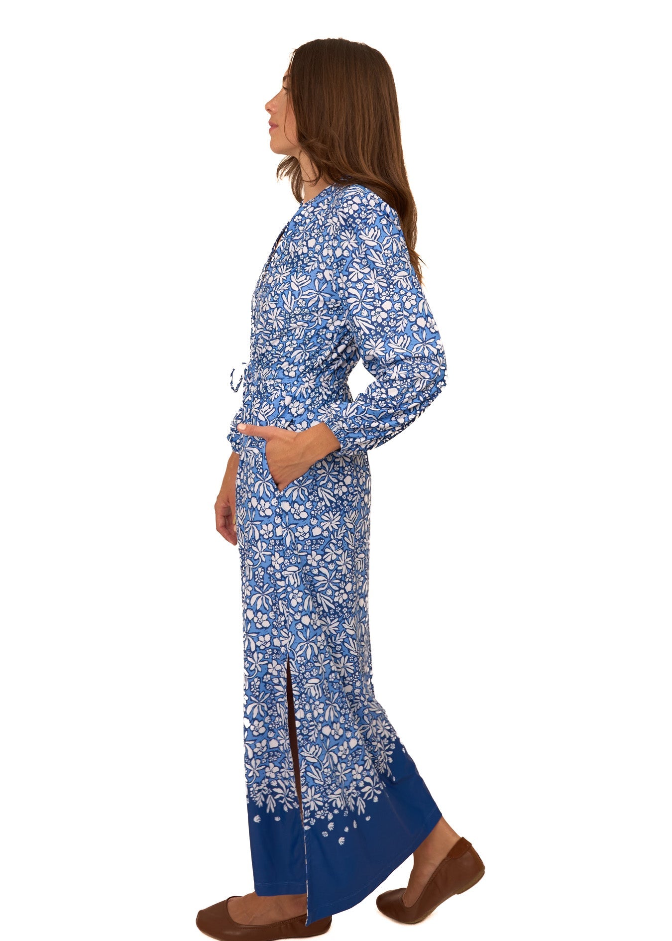 Seaside Floral Button Down Maxi Dress