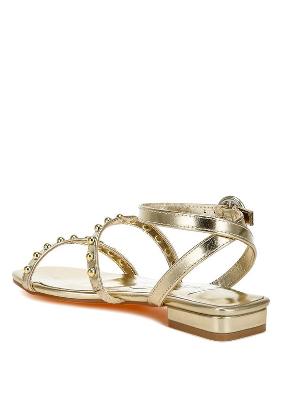 Flippity Studded Ankle Strap Flat Sandals