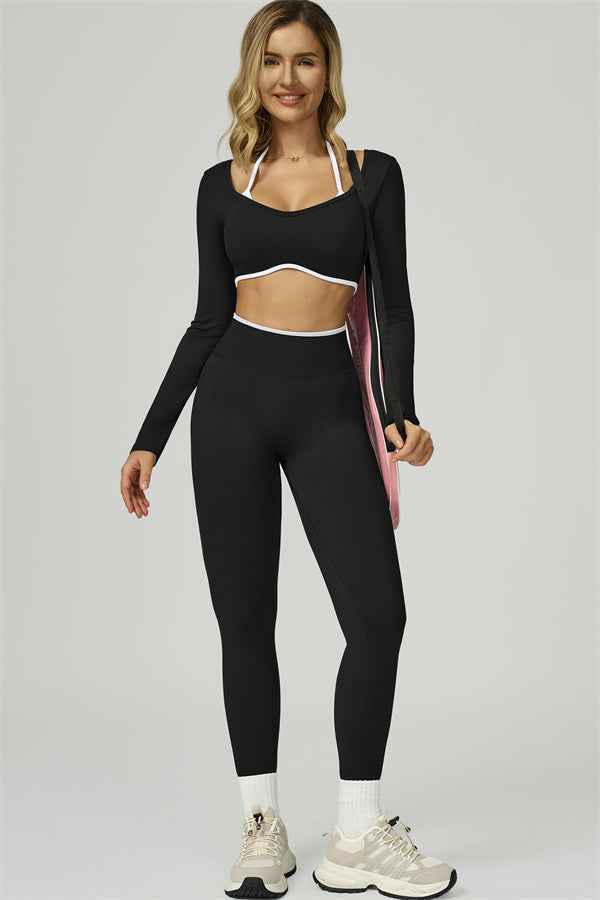 The Prime Line Long Sleeve Crop Top Leggings 2-Piece Set