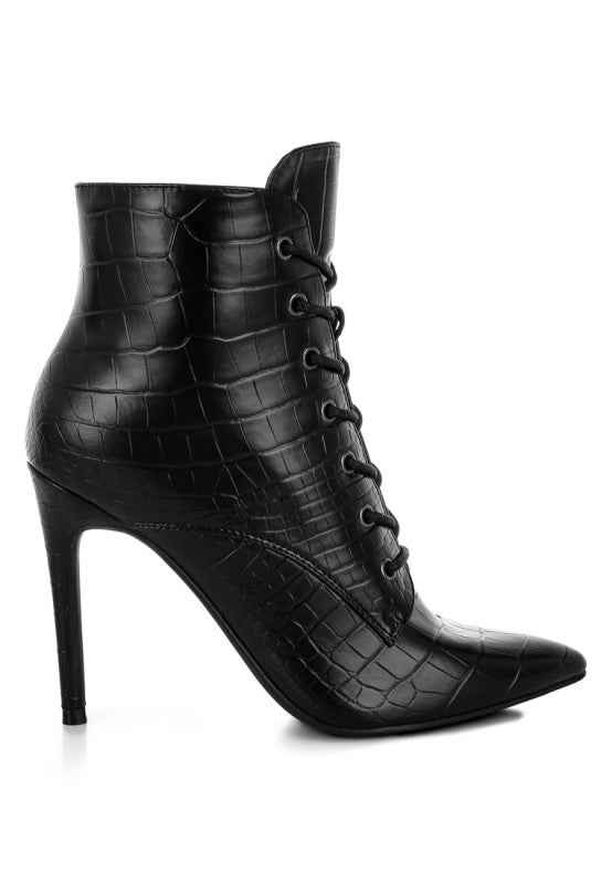 Mesta Croco Textured Stiletto Boots