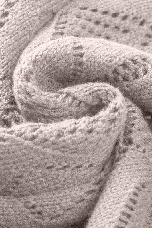 Solid Openwork Knit Button-Up Cardigan