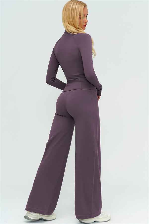 The Twirl Zip Jacket Halter Tank Top New Straight Leg Pants 3-Piece Set