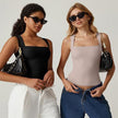 Summer Square-neck Tank Vest Ins Fashion Slim Solid Sleeveless Tops For Women Clothing