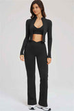 The Sizzle Zip Jacket Sports Bra Flared Leggings 3-Piece Set