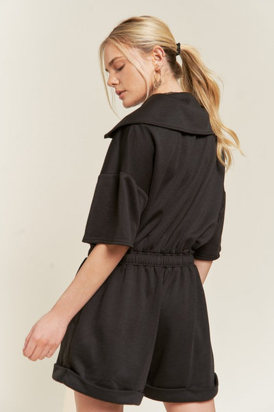 TERRY ZIP FRONT ROMPER - Pikemla