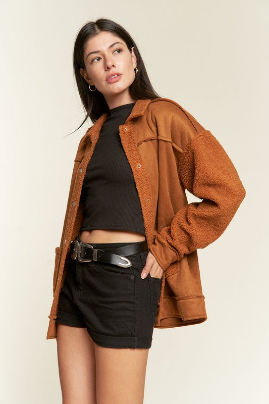 FAUX FUR AND SUEDE JACKET JJO5028 - Pikemla