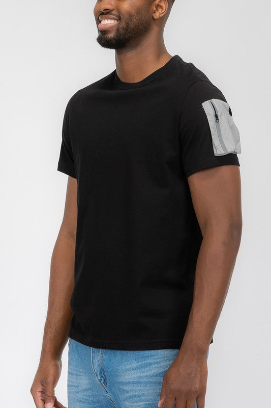 Men’s Cotton Tee with Sleeve Pocket - Pikemla