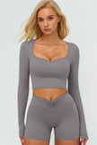 The Lushness Long Sleeve Crop top Shorts 2-Piece Set