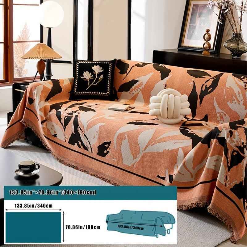 Premium Chenille Fabric Dark Green Couch Cover - All-Season Protector