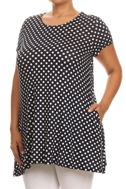 Polka Dot Tunic -Plus Size - Pikemla