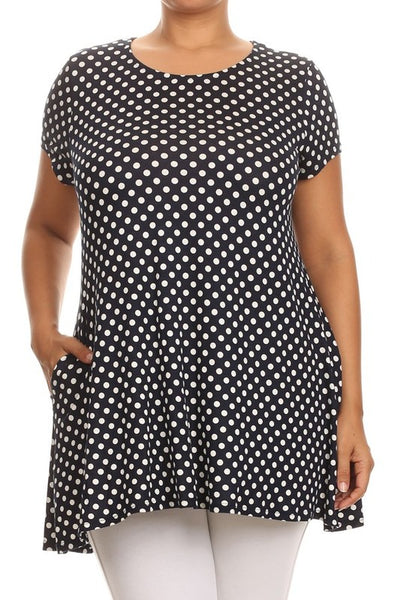 Polka Dot Tunic -Plus Size - Pikemla