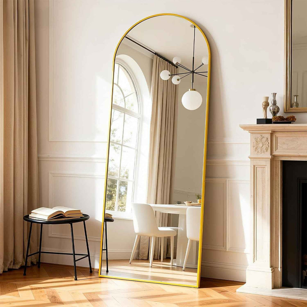 Architectural Full Length Floor Mirror 71x26 Goldtone