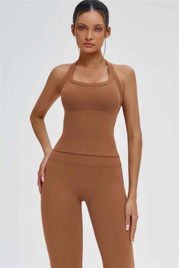 The Slate Y-Back Top Flared Leggings 2-Piece Set