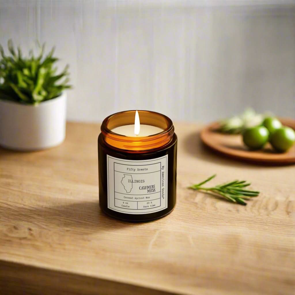 Illinois - Coconut Apricot Scented Candle | Cashmere Musk Aroma | Home Fragrance