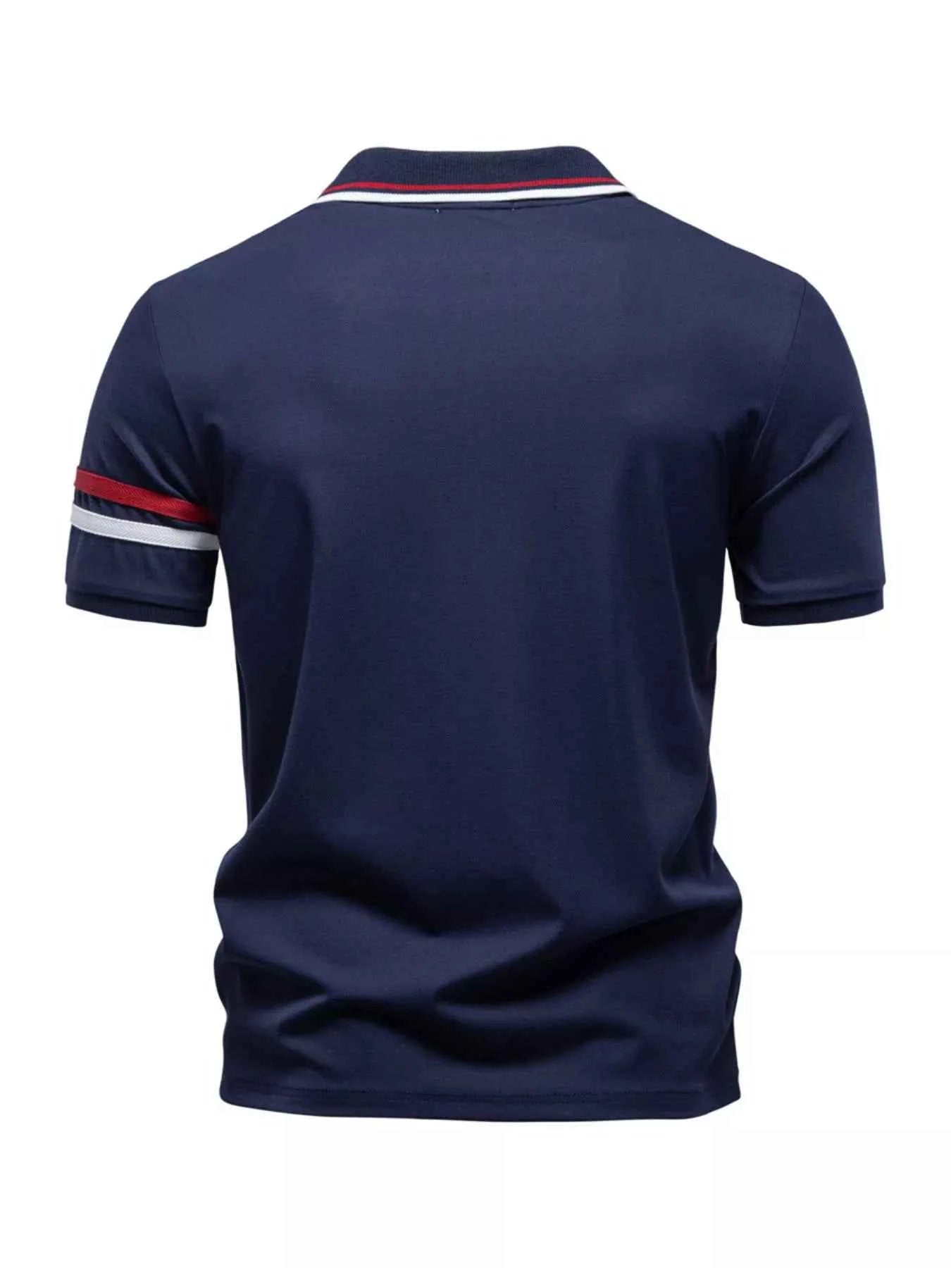 Men's Zippered Collar Polo with Striped