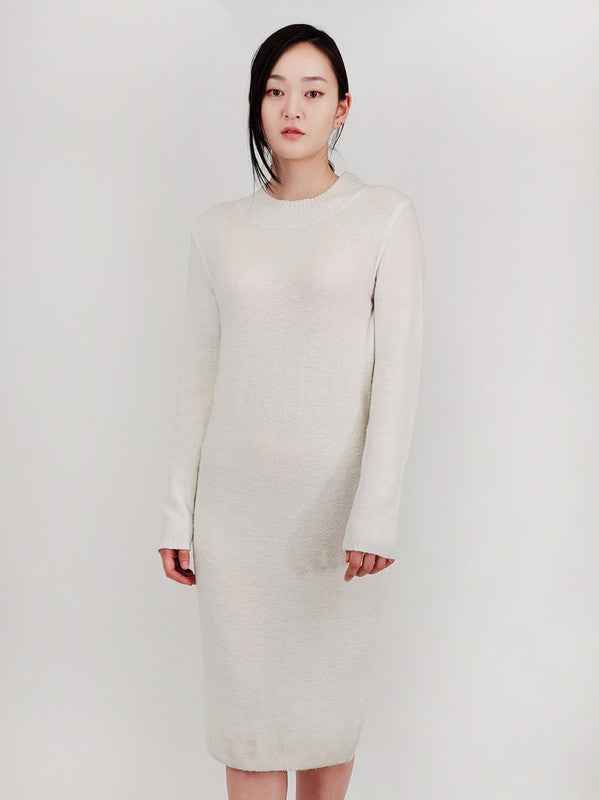 Loose Fit  Long Sleeve Textured Midi Sweater Dress