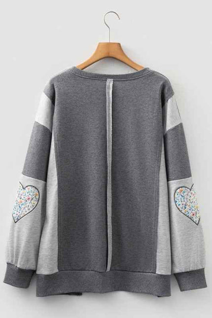 Floral LOVE Reverse Seam Patchwork Long Sleeve Swe