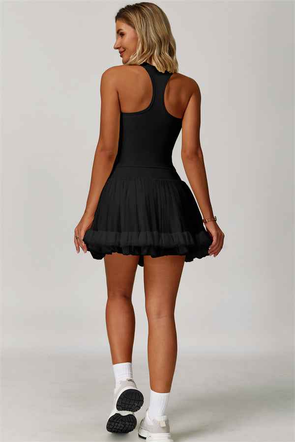The Dynamic Crop Top Mesh Tennis Skirt 2-Piece Set