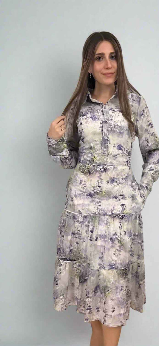 Lavender Floral Print Dress