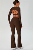 The Ember Sports Bra Crop Top Flared Leggings 3-Piece Set