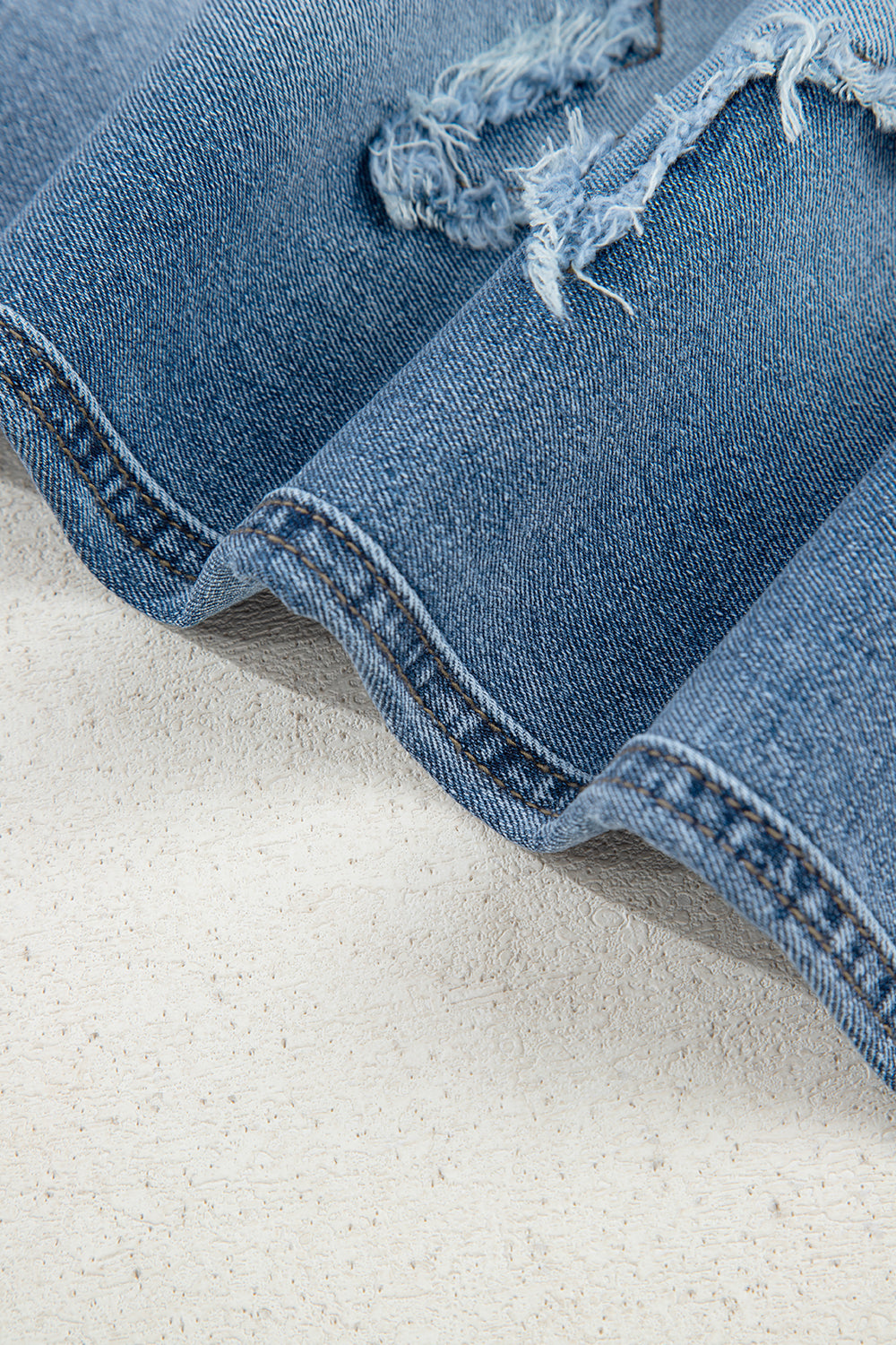 Stone Blue Star Patchwork Cropped Wide Leg High Waist Jeans - Pikemla