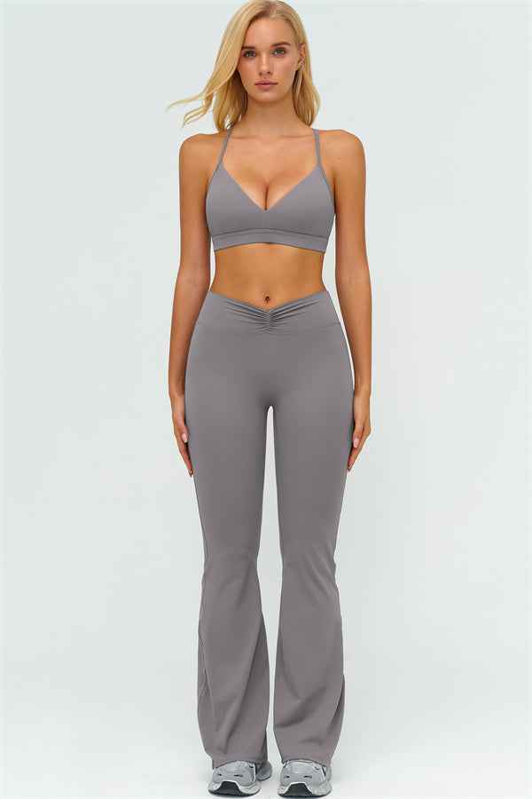 The Lushness Y-Back Sports Bra Flared Leggings 2-Piece Set