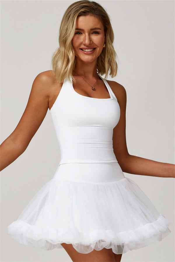 The Dynamic Crop Top Mesh Tennis Skirt 2-Piece Set