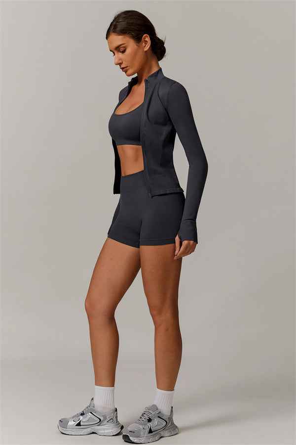 The Nova Luxe Jacket Sports Bra Shorts 3-Piece Set