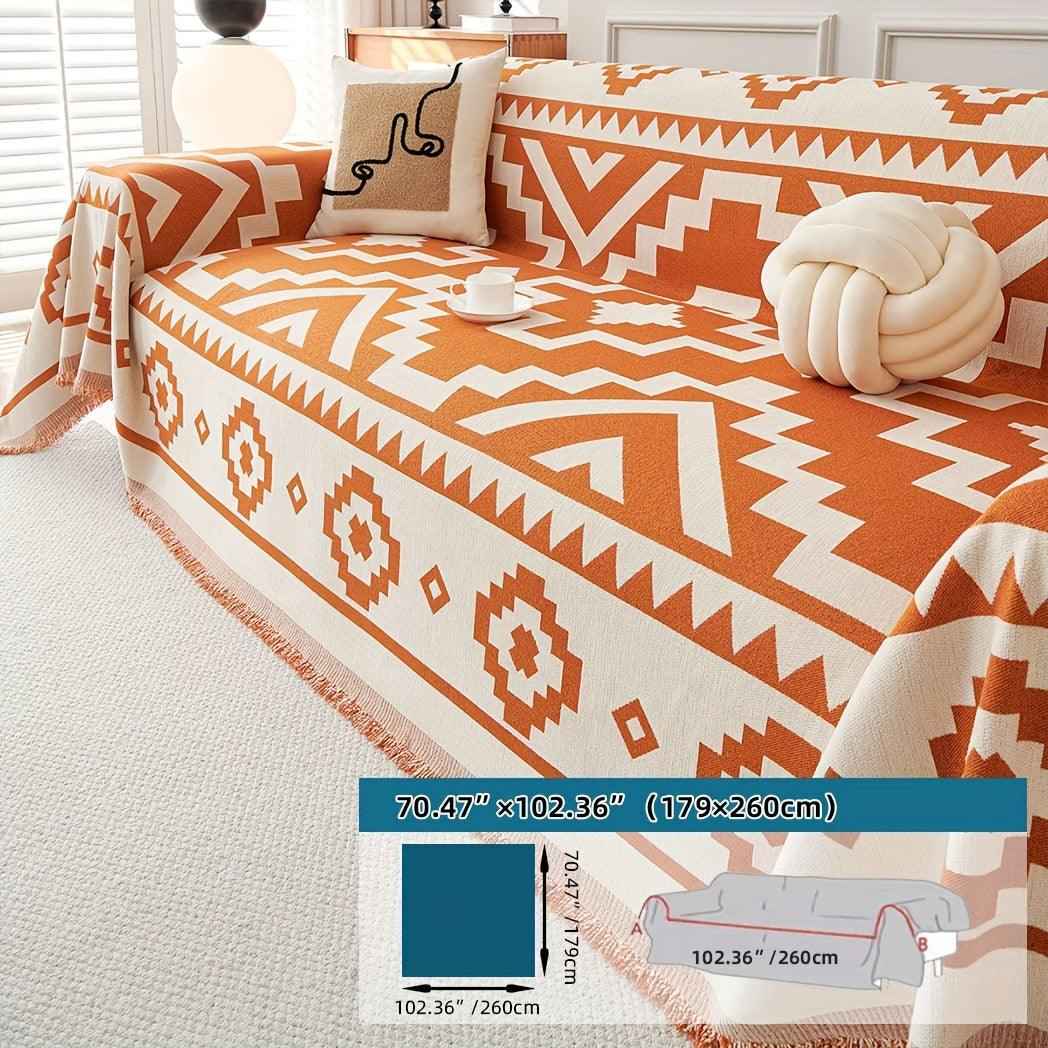 Boho-Chic All-Season Sofa Cover | Light Gray & Pet Proof Couch Cover