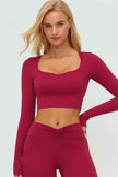 The Lushness Long Sleeve Crop Top Flared Leggings 2-Piece Set