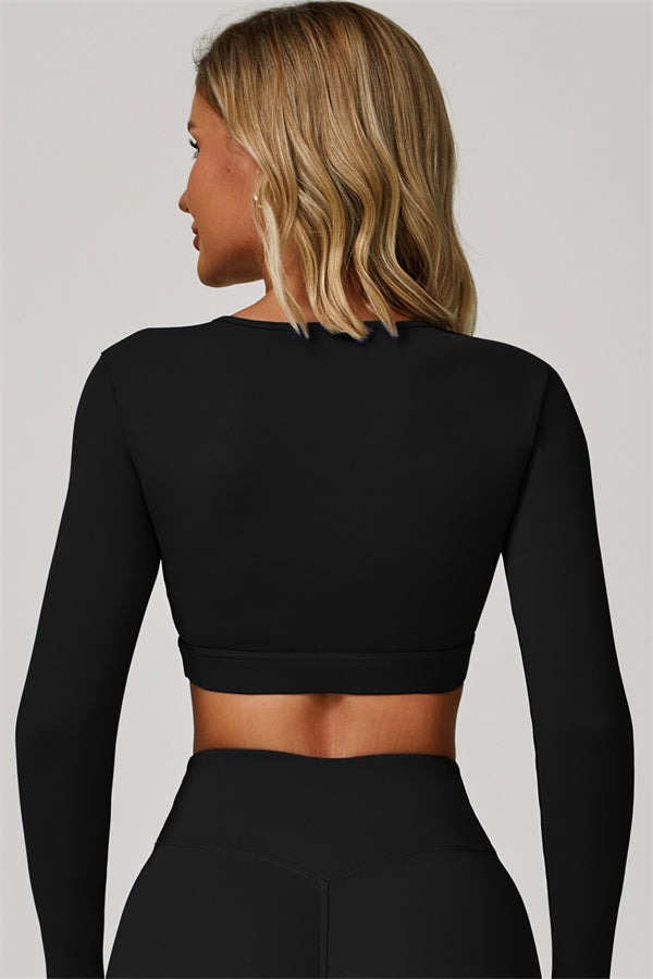 The Lavish Long Sleeve Cut-out Crop Top Leggings 2-Piece Set