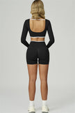 The Prime Line Long Sleeve Crop Top Shorts 2-Piece Set