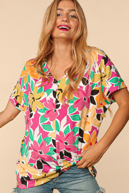 Plus Sized Floral Loose Fit Top - Pikemla