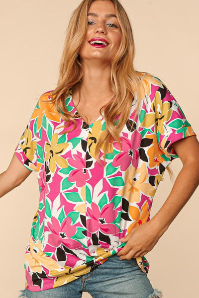 Plus Sized Floral Loose Fit Top - Pikemla