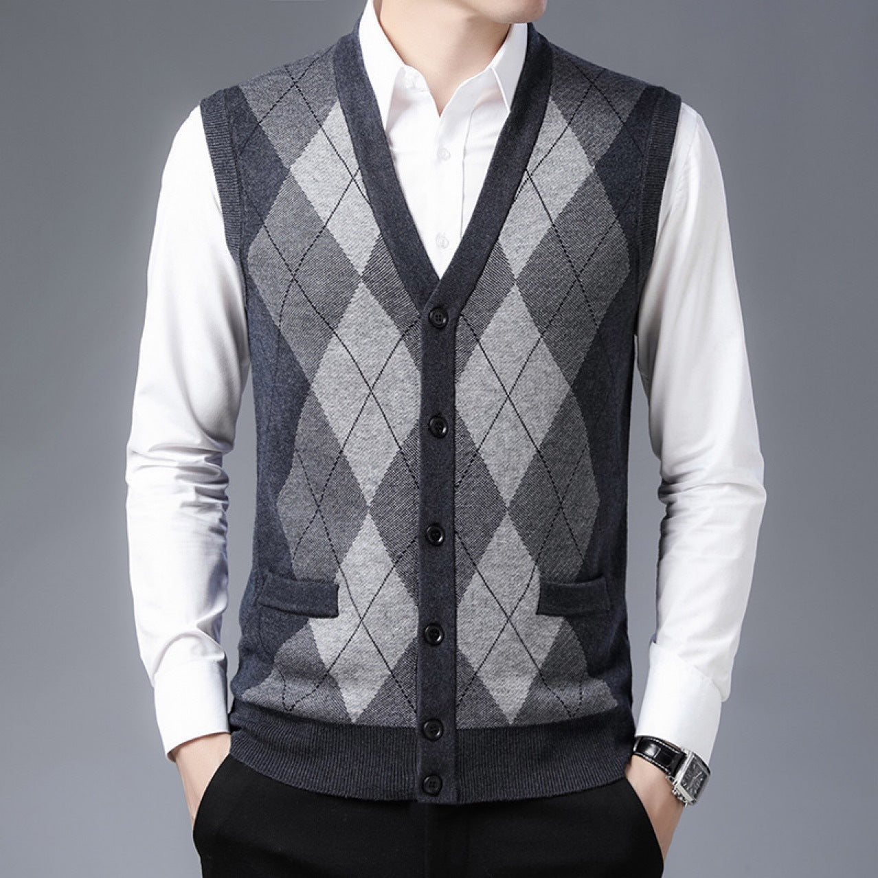 Men's Wool Vest Middle-aged Sleeveless