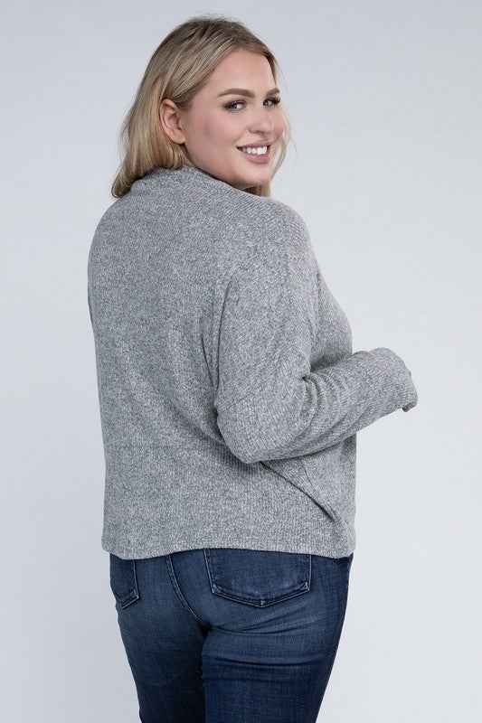 Drop Shoulder Long Sleeve Top -Plus Sized - Pikemla